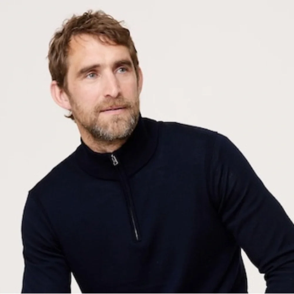 NWT Banana Republic Merino Half Zipped Men’s Navy Sweater Sz XL (#795779)